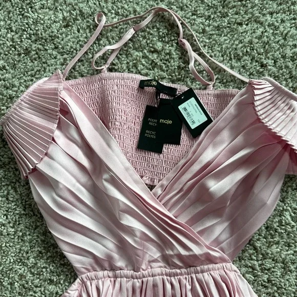 Maje Elegant Pink Pleated Dress - Picture 6 of 7